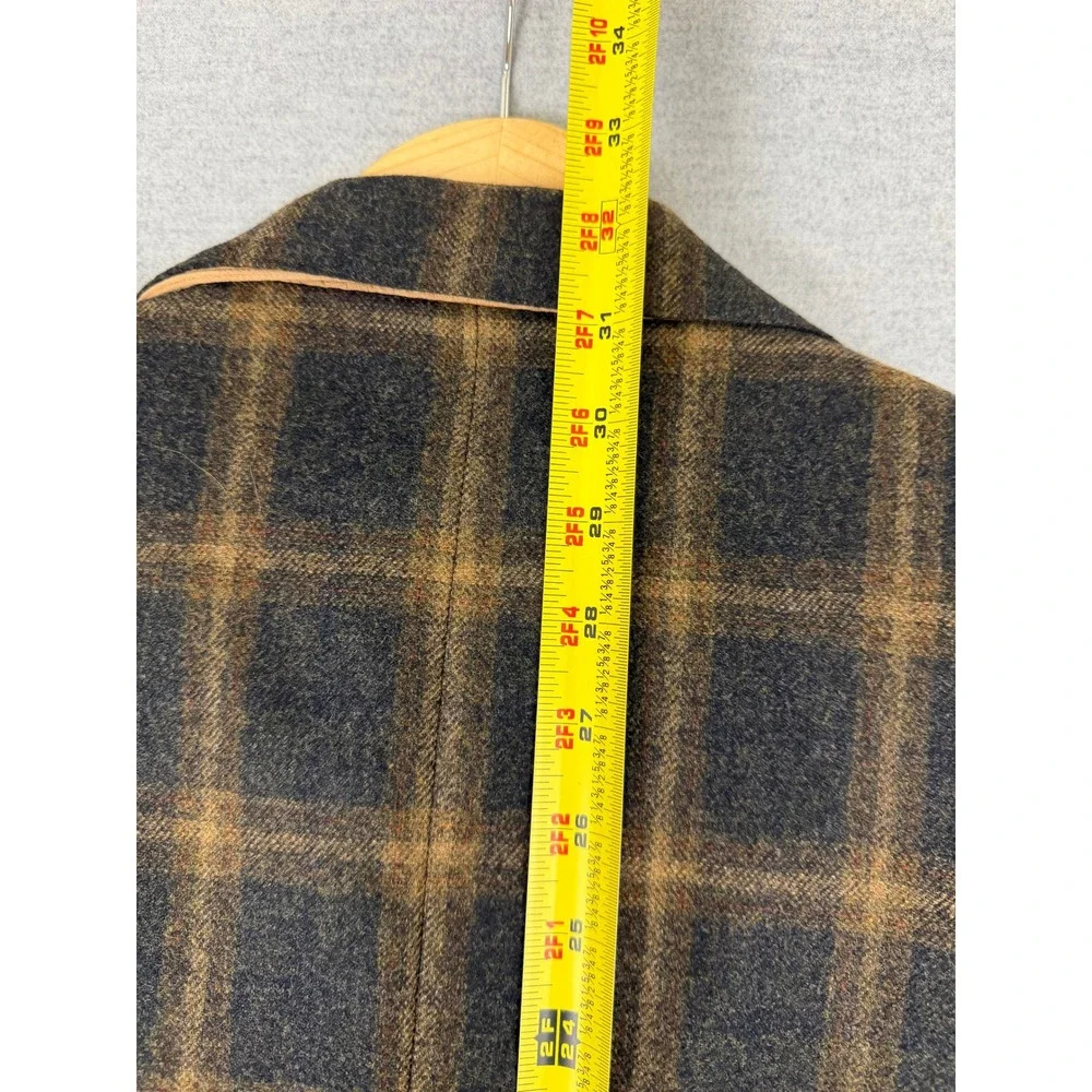 Royal Classic Holland & Sherry Wool Plaid Blazer 42R Brown Suede Elbow Patch